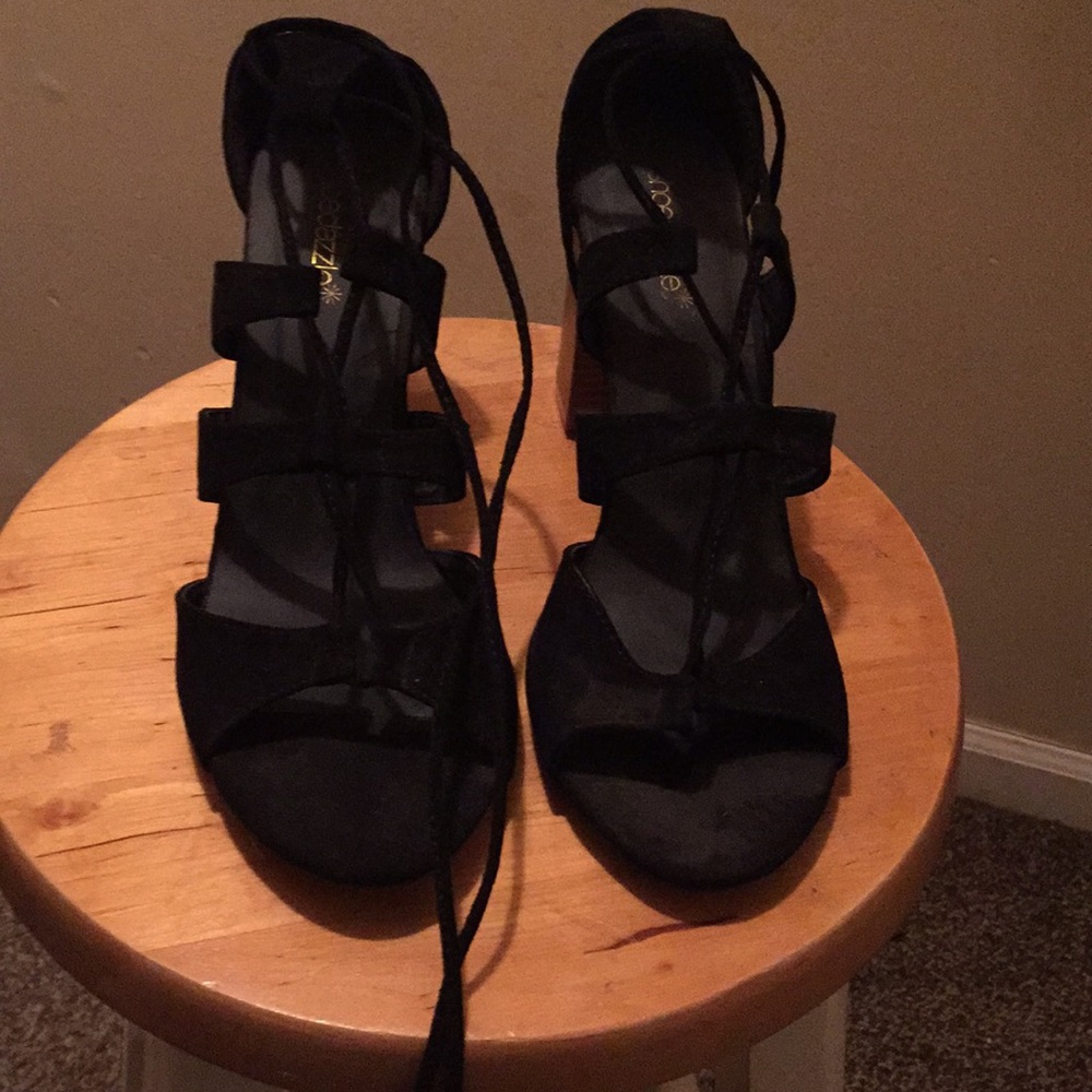 Black strappy heels